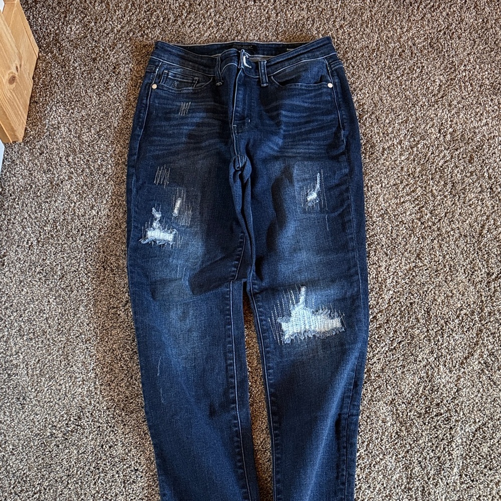 Judy Blue Navy Distressed Boyfriend Jeans